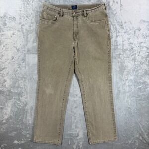 Indigo Palms Classic Fit Jeans Mens 40x34 Green Taupe Sand Washed Cotton